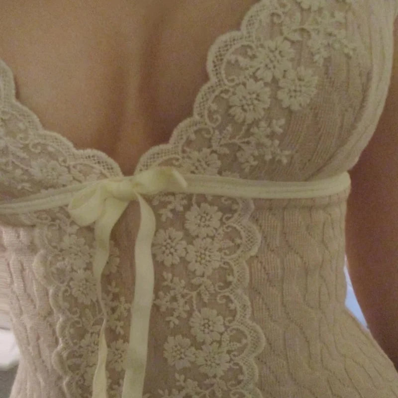 Lace Coquette Bow Tank Top