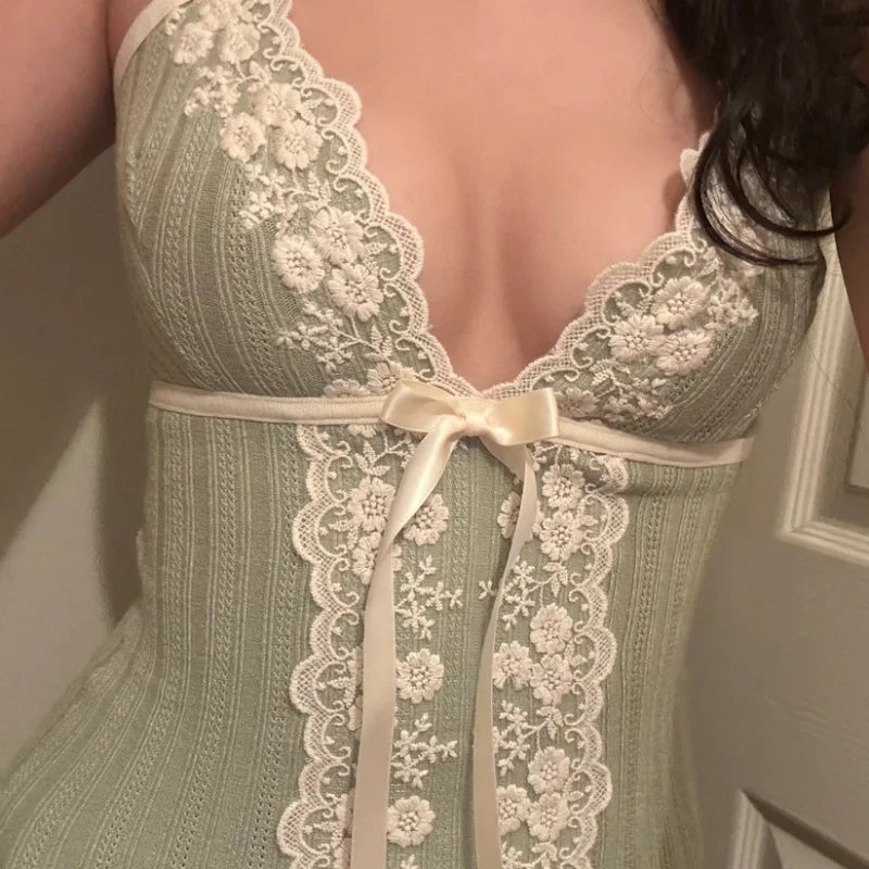 Lace Coquette Bow Tank Top